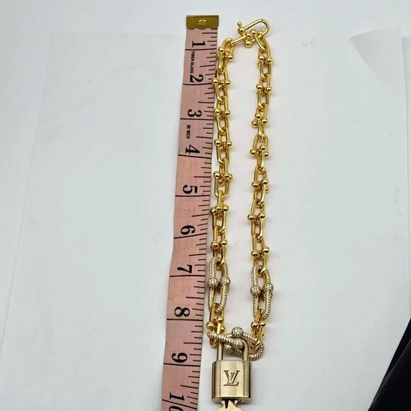 Authentic Louis Vuitton Lock&Key w/Unbranded925 Pure Silver/Gold Plated Necklace - Picture 10 of 13